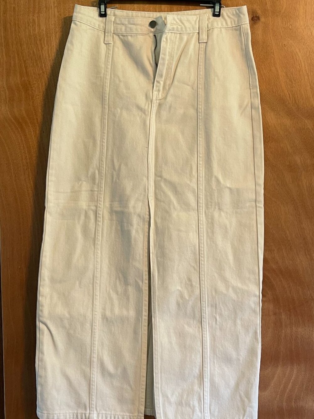 Ladies Long White Denim Skirt - Size L